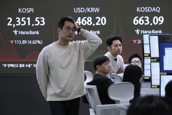 The Latest: Asian markets fall as Trump’s tariffs roil global trade